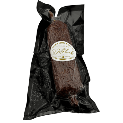 Damwildsalami mit Bio-Schweinefleisch vakuumiert