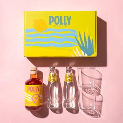 POLLY Italian Tonic Set (1x Alkoholfreier Aperitif + 2x Tonic Water + 2x Gläser + 1x Rezeptbuch)