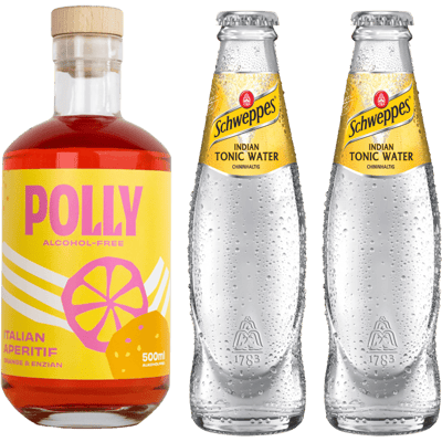 POLLY Italian Tonic Set (1x Alkoholfreier Aperitif + 2x Tonic Water + 2x Gläser + 1x Rezeptbuch)