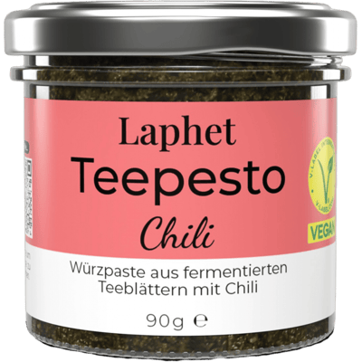 Laphet tea pesto with chili - fermented tea leaves with chili