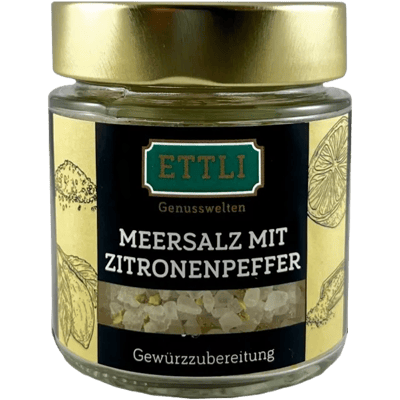 Meersalz mit Zitronenpfeffer im Schraubglas