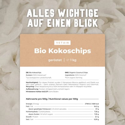 Vetain Bio Kokoschips geröstet