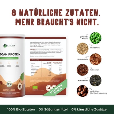 Vetain vegan protein powder hazelnut