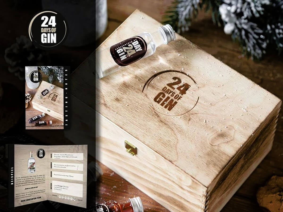 24 verschiedene Marken und Sorten im Gin Adventskalender von 24 Days of Gin